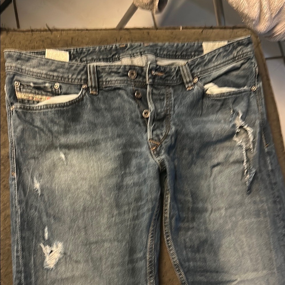 Distressed Blue Jeans